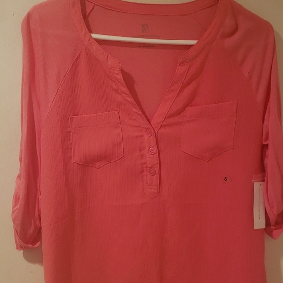 New York & Company Tops - New York & Company V Neck  Blouse 3/4 sleeve, Coral Top